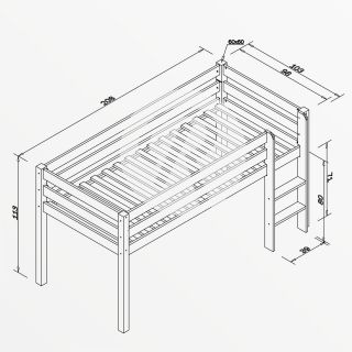 Relita Alex Halbhochbett Bemaßung